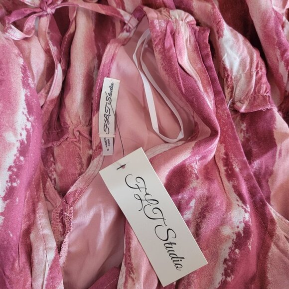 NWT FLT Studio Rose Pink Sleeveless V Neck Casual Dress with Ruffles in Size S - Picture 4 of 4